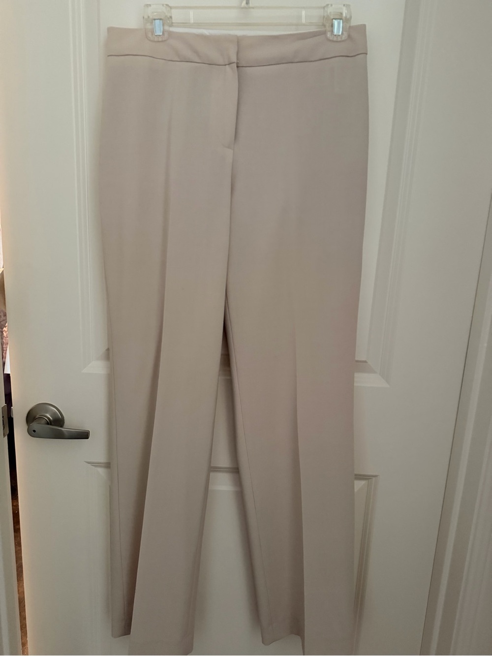 Jones New York Light Beige Stretch Straight-Leg Trousers
